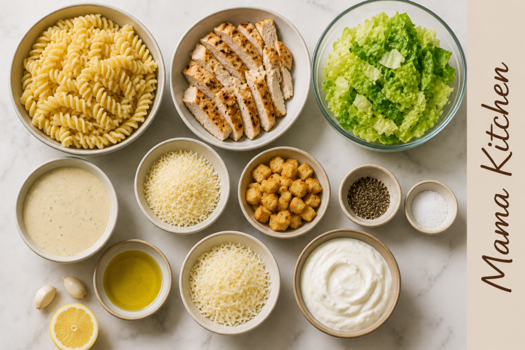 High Protein Chicken Caesar Pasta Salad