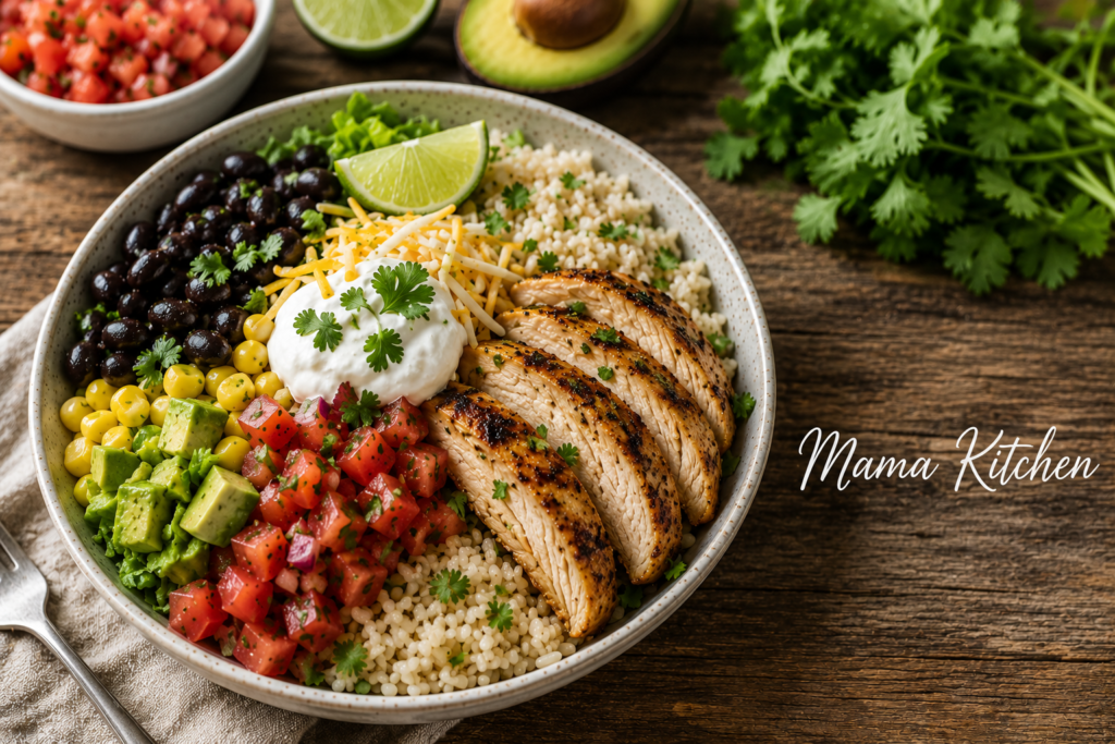 High Protein Chicken Burrito Bowl
