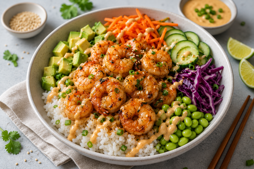 High Protein Shrimp Rice Bowl 