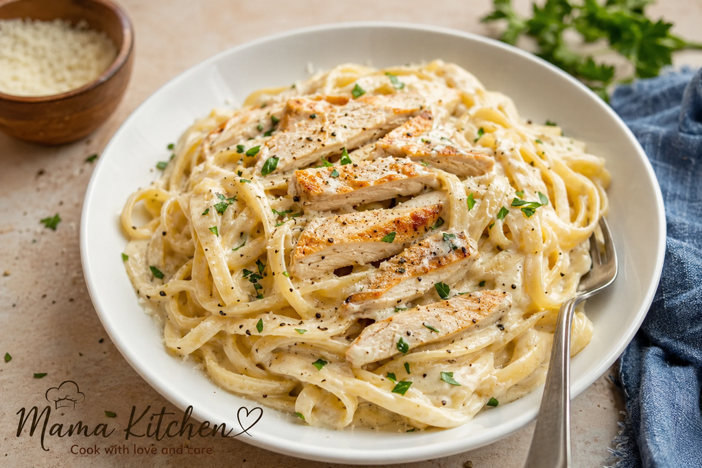 High Protein Chicken Alfredo Pasta