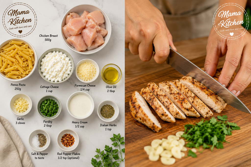 High Protein Chicken Cottage Cheese Pasta