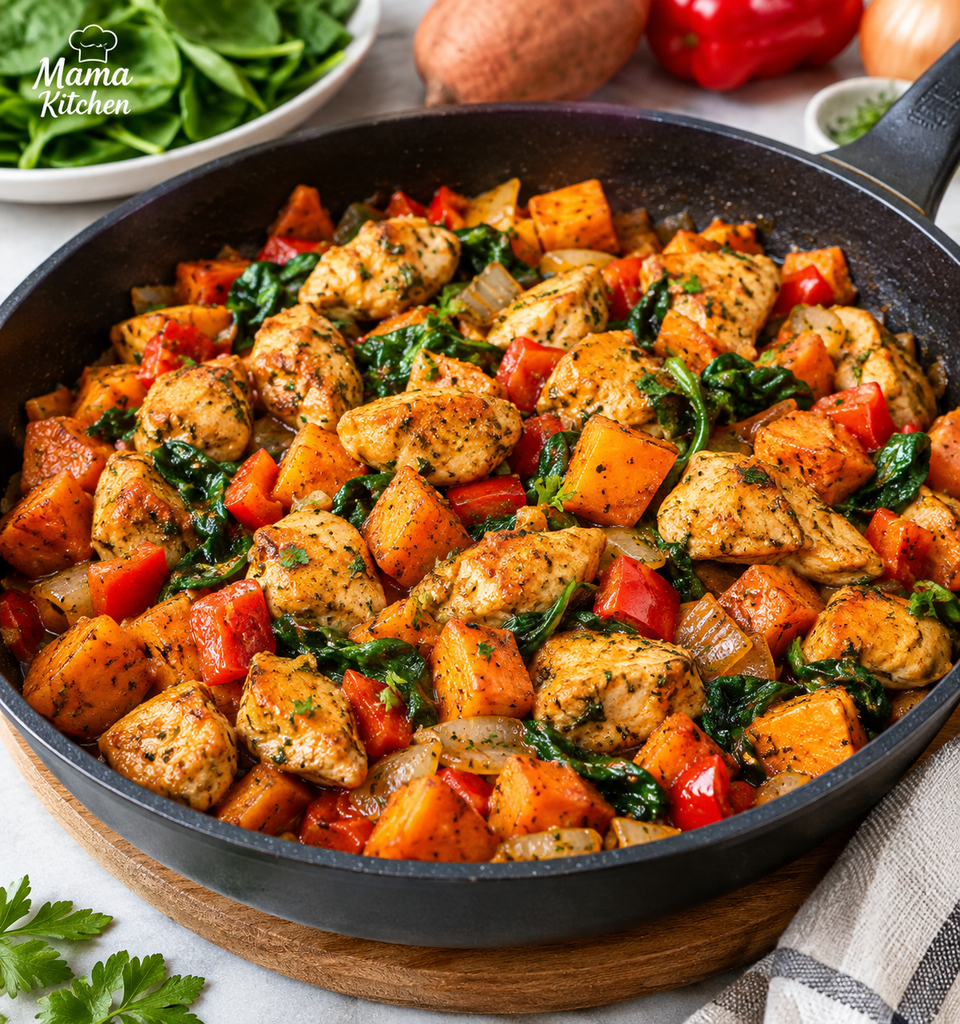 High Protein Chicken & Sweet Potato Skillet